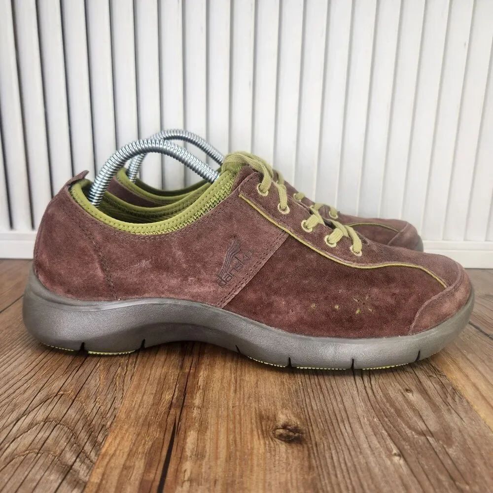 Dansko Elise Womens Sz 11 Brown Green Suede Comfort Active Walking Sneaker Shoes